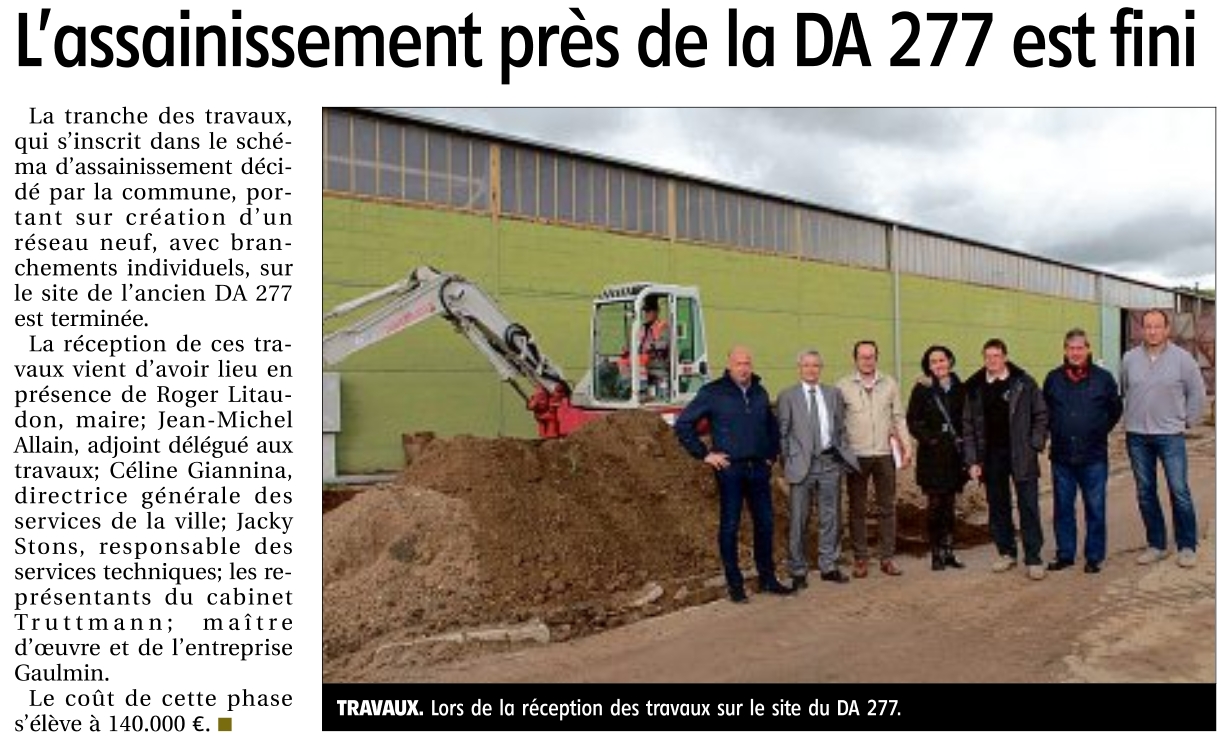 Réception des travaux d’assainissement sur le site